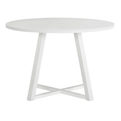 White Round Kitchen Table With Wood Base, Ideal for Dining Rooms
