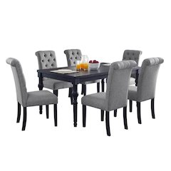 Gray Dining Table with Chairs Set for 6, Kitchen and Dining Room Set