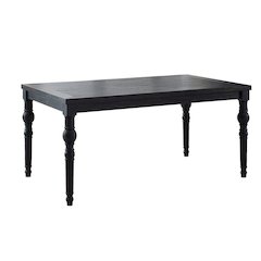 Traditional Black Wooden Dining Table with Turned Legs for Kitchen Use