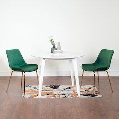 Aufurr 3-Pc Dining Set, White Round Dining Table with 2 Chairs, Green