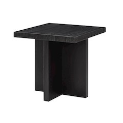 Mchome Square End Table, Nightstand, Black Finish