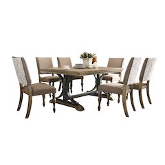 Birmingham 7-Piece Extendable Table with Nailhead Chairs Dining Set, Driftwood