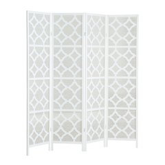 Quarterfoil infused Diamond Design 4-Panel Room Divider, White