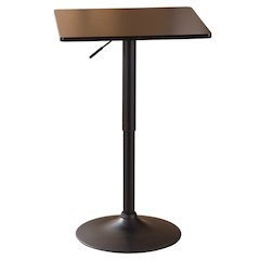 Belham Black Square Top Adjustable Height with Black Leg Base Metal Bar Table