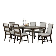 Aberll Wood Dining Room Set, Table with 6 Side Chairs, Gray
