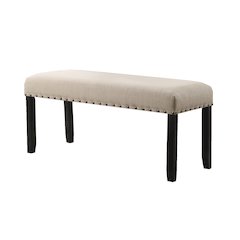Biony Tan Fabric Dining Bench with Nailhead Trim