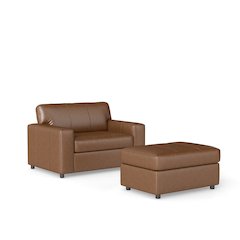 Sakan Leather Upholstered 2-Piece Living Room Set, Cutler Chair and Ottoman
