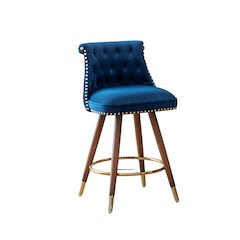Elvara Set of 2 Button-Tufted Counter Stools with Nailhead Trim - Blue