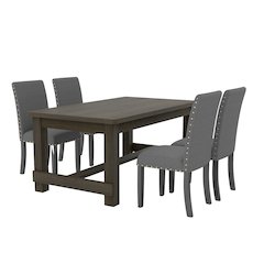 Muzzi Contemporary 5-Piece Dining Set, Dining Table with 4 Stylish Chairs, Gray
