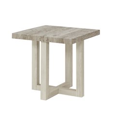 Luno Contemporary End Table, Weathered Gray and Beige