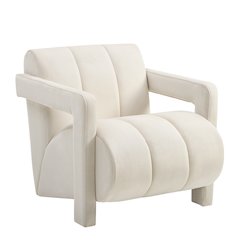 Velmor Contemporary Velvet Accent Armchair, Ivory