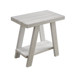 Ethens Contemporary Wood Shelf Side Table in White Finish