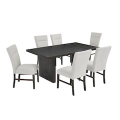 Madison 7-Piece Dining Set, Slat-Fluted Dining Table with 6 Stylish Chairs, Gray