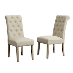 Habit Tan Solid Wood Tufted Parsons Dining Chair ,Set of 2