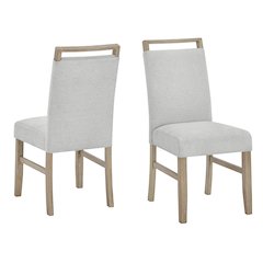 ZelalleUpholstered Dining Chairs,Light Gray Fabric with Rubberwood Legs,Set of 2