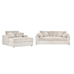 Belvoir 2-Piece Living Room Set, Sofa and Cuddle Chaise, Beige Champagne