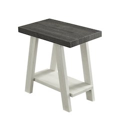Ethens Contemporary Two-Tone Wood Shelf Side Table in Weathered Charcoal/Beige