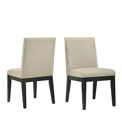 Salines Upholstered Turned Leg Dining Chairs, Set of 2, Rustic White