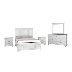 Clelane Wood Bedroom Set Panel Queen Bed, Dresser, Mirror, and 2 Nightstands