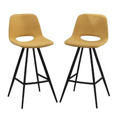 Porth Fabric Kitchen 28.25" Barstools, Set of 2, Yellow