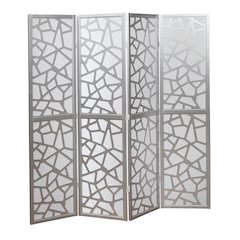 Giyano Silver 4 Panel Screen Room Divider