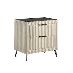 Mavela Wide Wale Corduroy Upholstery Nightstand, Cream