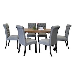 Ashford 7-Pc Dining Set, Hairpin Dining Table with 6 Chairs, Gray