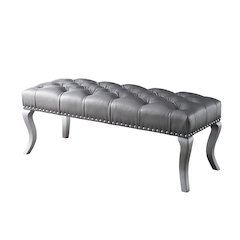 Decor Maxem Tufted Faux Leather Upholstered Seat with Nailhead Trim Bench