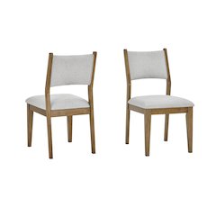 Parker Upholstered Dining Chairs, Set of 2, Light Oak and Gray