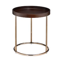 Genoa Round Tray Table with Metal Frame, Espresso
