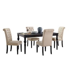 Leviton Urban Style Dining Set: Table and 4 Chairs, Tan