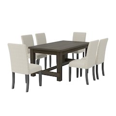 Muzzi Contemporary 7-Piece Dining Set, Dining Table with 6 Stylish Chairs, Tan