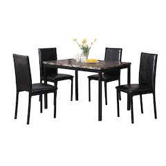 Citico 5-Pc Dinette Set with Laminated Faux Marble Top and 4 Black Chairs