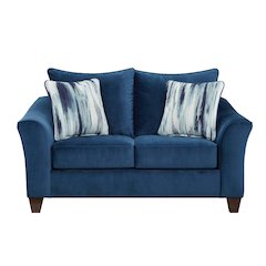 Camero Fabric Pillowback Loveseat in Navy Blue