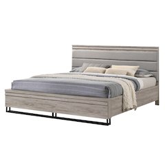 Alvear Upholstered Wood Panel Bed, Weathered Gray, King