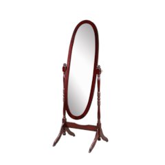 Audi Traditional Queen Anna Style Wood Floor Cheval Mirror, Cherry Finish