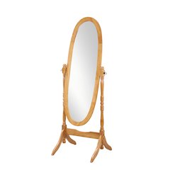 Audi Traditional Queen Anna Style Wood Floor Cheval Mirror, Oak Finish