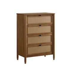 Vichy Wood and Rattan 5-Drawer Chest