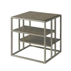 Padena Metal Frame Wood Living Room End Table with Shelf