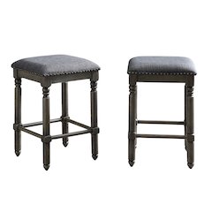 Arnhem Wood Gray Upholstered Counter Height Stool, Set of 2