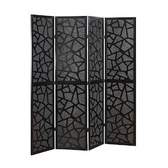 Aurra 4-Panel Wood Room Divider, Folding Portable Partition Screen, Black