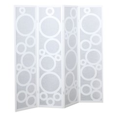 Arvada 4-Panel Wood Room Divider with Circle Pattern, White