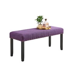 Biony Fabric Dining Bench with Nailhead Trim, Purple