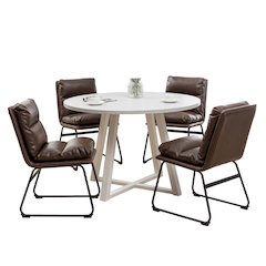 Innes 5-Pc Round Dining Set, Trestle Table with 4 Chairs