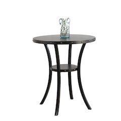 Biony 36" Round Espresso Finish Bar Table Nail Head Trim