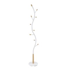 Arles Metal White and Oak Standing Coat Rack