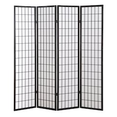 Japp 4 Panel Oriental Shoji Screen / Room Divider, Black