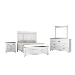 Clelane Wood Bedroom Set Panel Queen Bed, Dresser, Mirror, and Nightstand