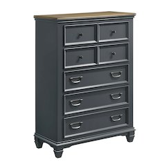 Clelane Wood 5-Drawer Chest, Slate Blue