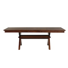 Karven Wood Trestle Extendable Dining Table with Leaf, Dark Hazelnut